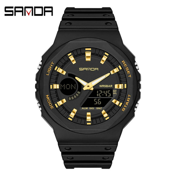 Multifunctional Sports Waterproof Electronic Watch Tpu Strap Abs Case Mineral Reinforced Glass Mirror Round Dial Universal Fashion