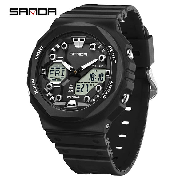 Multifunctional Sports Waterproof Electronic Watch Tpu Strap Abs Case Mineral Reinforced Glass Mirror Round Dial Universal Fashion