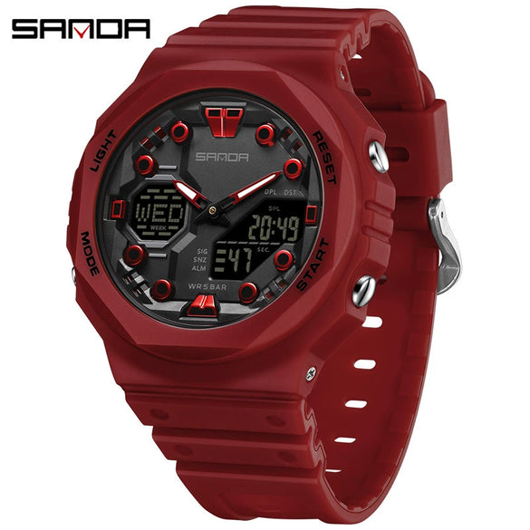 Multifunctional Sports Waterproof Electronic Watch Tpu Strap Abs Case Mineral Reinforced Glass Mirror Round Dial Universal Fashion