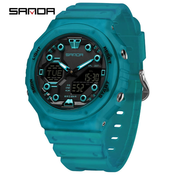 Multifunctional Sports Waterproof Electronic Watch Tpu Strap Abs Case Mineral Reinforced Glass Mirror Round Dial Universal Fashion