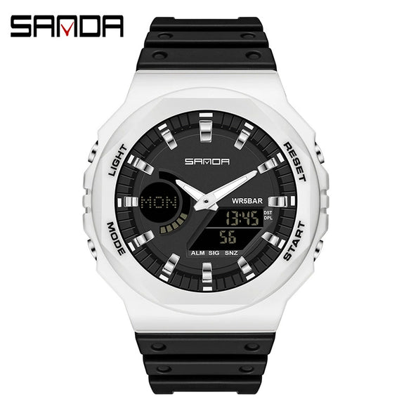 Multifunctional Sports Waterproof Electronic Watch Tpu Strap Abs Case Mineral Reinforced Glass Mirror Round Dial Universal Fashion