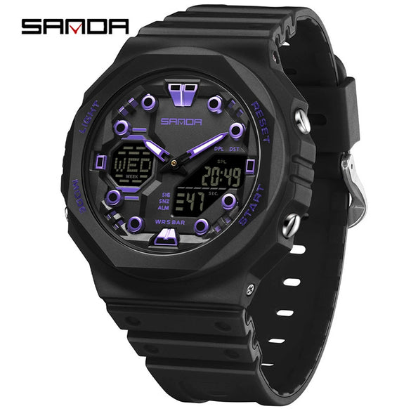 Multifunctional Sports Waterproof Electronic Watch Tpu Strap Abs Case Mineral Reinforced Glass Mirror Round Dial Universal Fashion