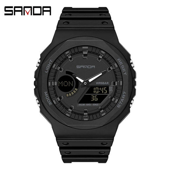 Multifunctional Sports Waterproof Electronic Watch Tpu Strap Abs Case Mineral Reinforced Glass Mirror Round Dial Universal Fashion
