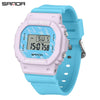 Multifunctional Square Student Watch Tpu Strap Abs Case Acrylic Mirror Waterproof Luminous Casual Sports Fashion Style