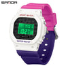 Multifunctional Square Student Watch Tpu Strap Abs Case Acrylic Mirror Waterproof Luminous Casual Sports Fashion Style