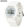 Multifunctional Square Student Watch Tpu Strap Abs Case Acrylic Mirror Waterproof Luminous Casual Sports Fashion Style