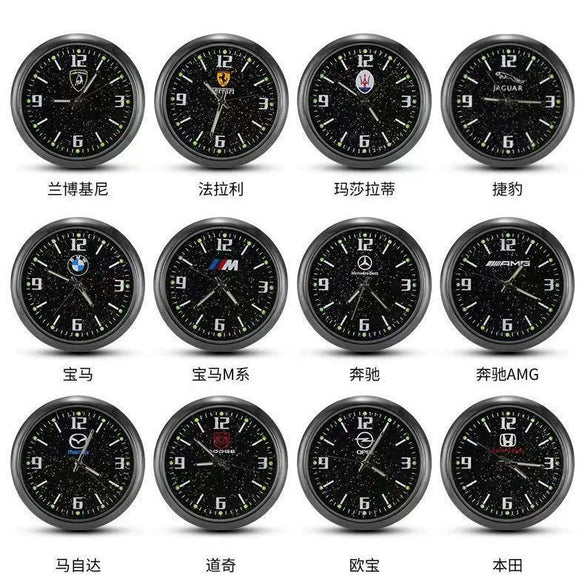 Multifunctional Starry Sky Alloy Car Dashboard Luminous Quartz Clock