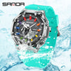 Multifunctional Transparent Fashion Sports Watch Tpu Strap Abs Case Acrylic Mirror Round Dial