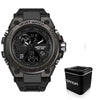 Multifunctional Waterproof Electronic Sports Watch Metal Case Plastic Mirror Silicone Strap Round Dial