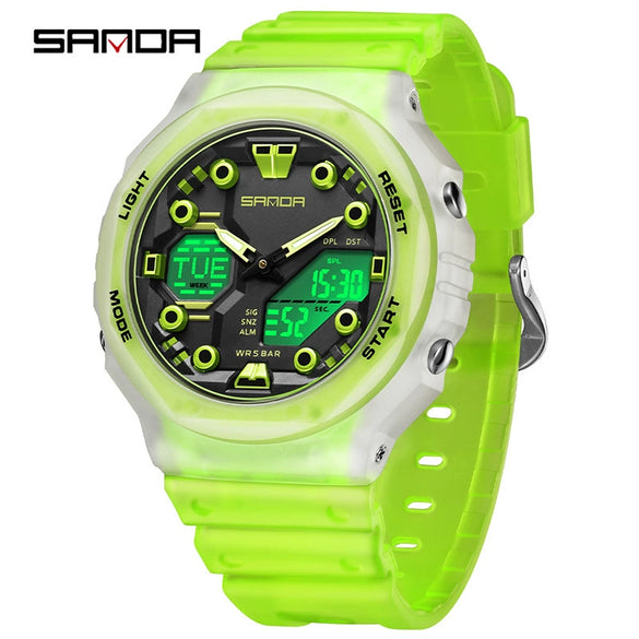 Multifunctional Waterproof Electronic Watch For Senior High School Students Abs Case Tpu Strap Acrylic Mirror Round Dial
