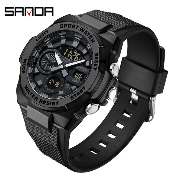 Multifunctional Waterproof Electronic Watch Round Dial Zinc Alloyabs Case Tpu Strap Chic Style For Students