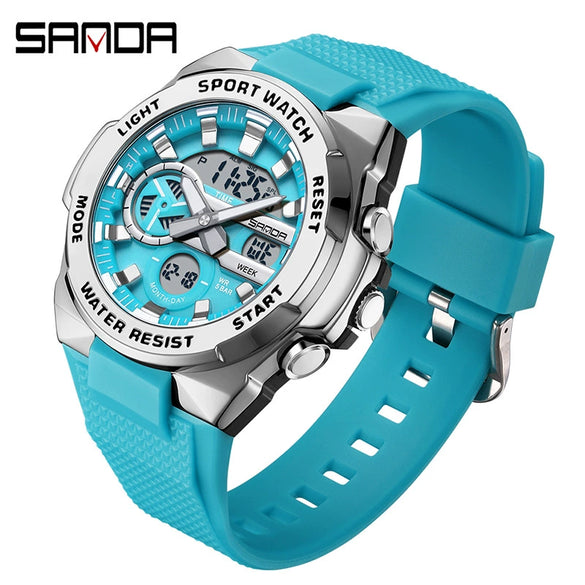 Multifunctional Waterproof Electronic Watch Round Dial Zinc Alloyabs Case Tpu Strap Chic Style For Students