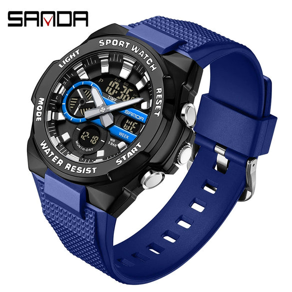 Multifunctional Waterproof Electronic Watch Round Dial Zinc Alloyabs Case Tpu Strap Chic Style For Students