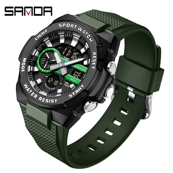 Multifunctional Waterproof Electronic Watch Round Dial Zinc Alloyabs Case Tpu Strap Chic Style For Students