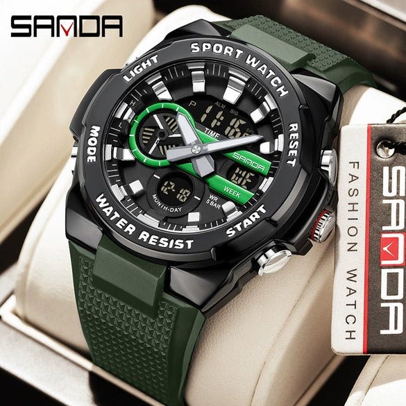 Multifunctional Waterproof Electronic Watch Round Dial Zinc Alloyabs Case Tpu Strap Chic Style For Students