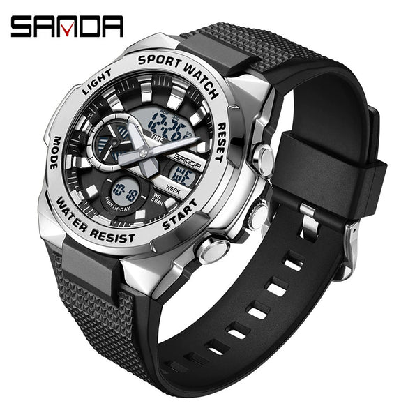 Multifunctional Waterproof Electronic Watch Round Dial Zinc Alloyabs Case Tpu Strap Chic Style For Students