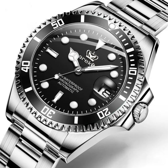 Multifunctional Waterproof Luminous Men's Watch Alloy Case Stainless Steel Strap Round Dial