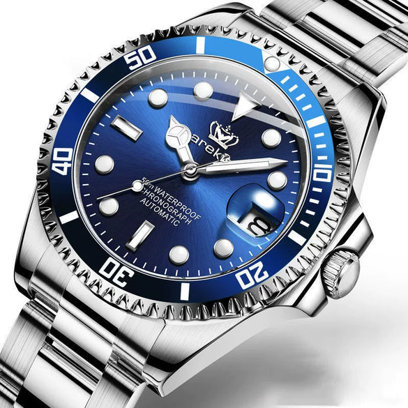 Multifunctional Waterproof Luminous Men's Watch Alloy Case Stainless Steel Strap Round Dial