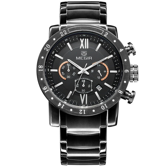 Multifunctional Waterproof Luminous Quartz Men's Watch Alloy Case Stainless Steel Strap Mineral Strengthened Glass Mirror Round Dial