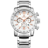 Multifunctional Waterproof Luminous Quartz Men's Watch Alloy Case Stainless Steel Strap Mineral Strengthened Glass Mirror Round Dial