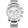 Multifunctional Waterproof Luminous Quartz Men's Watch Alloy Case Stainless Steel Strap Mineral Strengthened Glass Mirror Round Dial