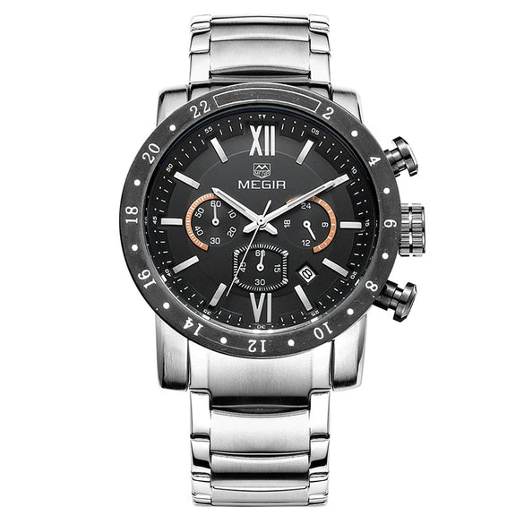 Multifunctional Waterproof Luminous Quartz Men's Watch Alloy Case Stainless Steel Strap Mineral Strengthened Glass Mirror Round Dial