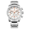 Multifunctional Waterproof Luminous Quartz Men's Watch Alloy Case Stainless Steel Strap Mineral Strengthened Glass Mirror Round Dial