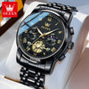 Multifunctional Waterproof Luminous Quartz Men's Watch With Round Dial Steel Strap And Stainless Steel Case Fashion Style