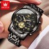 Multifunctional Waterproof Luminous Quartz Men's Watch With Round Dial Steel Strap And Stainless Steel Case Fashion Style
