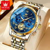 Multifunctional Waterproof Luminous Quartz Men's Watch With Round Dial Steel Strap And Stainless Steel Case Fashion Style