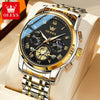Multifunctional Waterproof Luminous Quartz Men's Watch With Round Dial Steel Strap And Stainless Steel Case Fashion Style