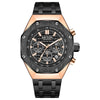 Multifunctional Waterproof Quartz Men's Watch With Rhombus Dial Leather And Solid Steel Strip Strap Alloy Case And Mineral Strengthened Mirror