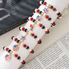 Multilayer Beaded Elastic Bracelet Mixed Material Handmade With Bow Tie Pattern And Fivepointed Star Crystal