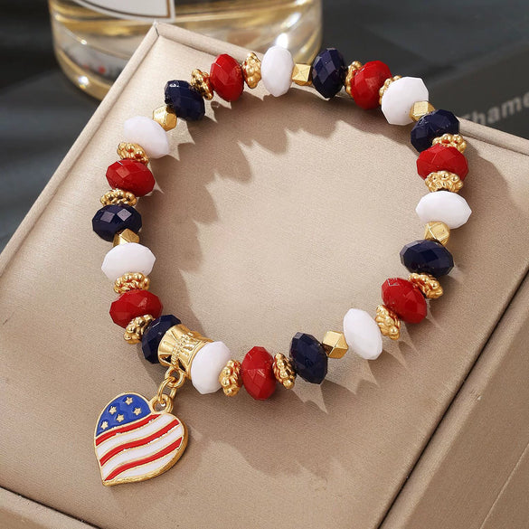 Multilayer Beaded Elastic Bracelet Mixed Material Handmade With Bow Tie Pattern And Fivepointed Star Crystal