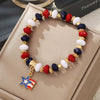 Multilayer Beaded Elastic Bracelet Mixed Material Handmade With Bow Tie Pattern And Fivepointed Star Crystal