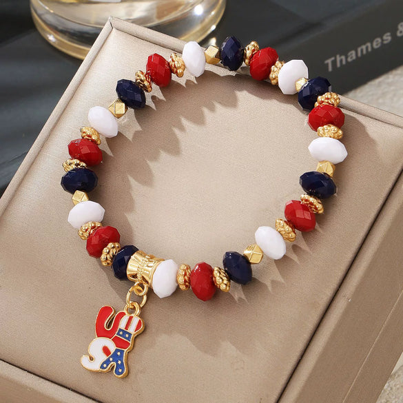 Multilayer Beaded Elastic Bracelet Mixed Material Handmade With Bow Tie Pattern And Fivepointed Star Crystal