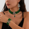 Multilayer Crystal Choker Neck Chain For Women Metal Imitation Crystal Alloy Geometric Flower Drop Shape Jewelry