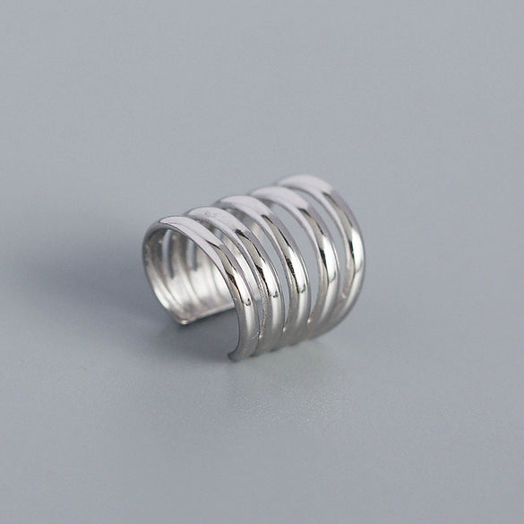 Multilayer Ear Clip For Women S925 Silver Geometric Electroplated Ear Accessories