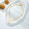 Multilayer Geometric Butterfly Titanium Steel Necklace With Electroplating For Unisex Elegant Light Luxury Niche Design