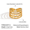 Multilayer Geometric Ring For Girls Stainless Steel With 18K Real Gold Electroplating Simple Fashion Ins Popular Hand Jewelry Accessories