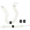 Multilayer Imitation Pearl Geometric Crystal Jewelry Set Necklace Earring Bracelet Handmade