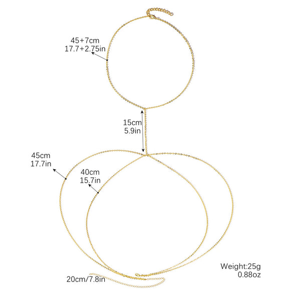Multilayer Rhinestone Pearl Body Chain