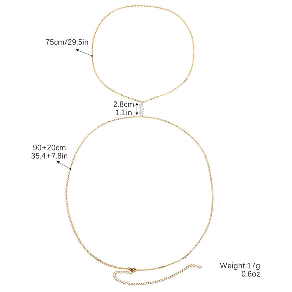 Multilayer Rhinestone Pearl Body Chain