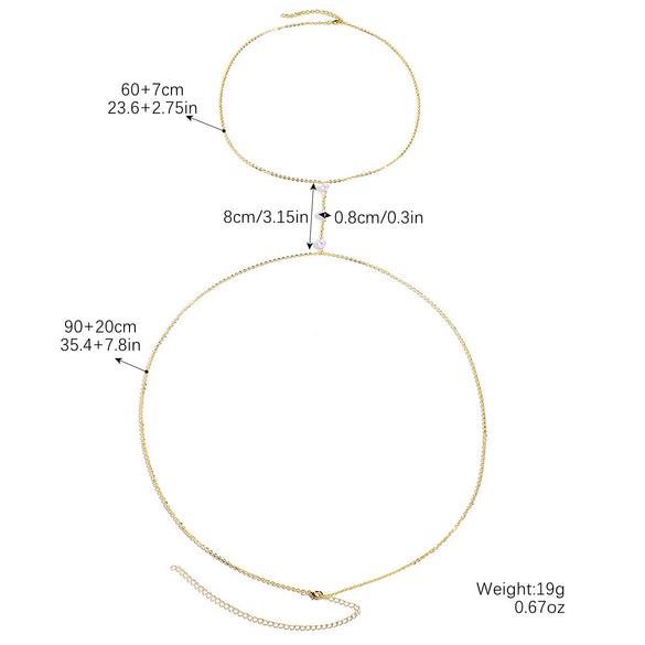 Multilayer Rhinestone Pearl Body Chain
