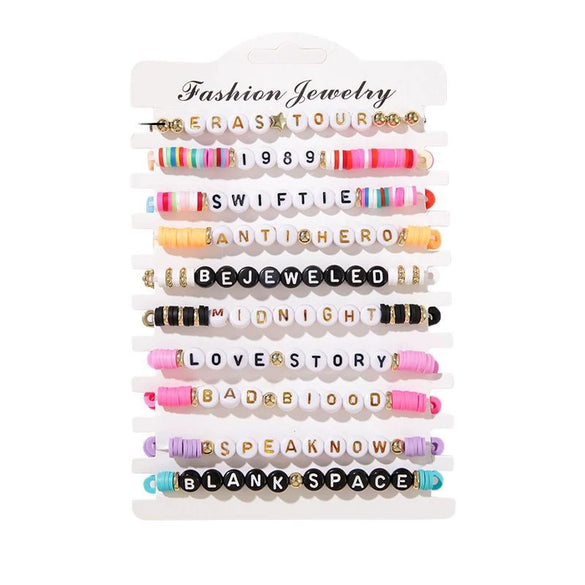 Multilayer Stacking Combination Bracelet Soft Clay Handmade Bohemian Letter Beads Jewelry For Unisex