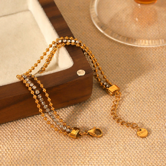 Multilayer Stainless Steel Bracelet Geometric Pattern Electroplating Design For Women