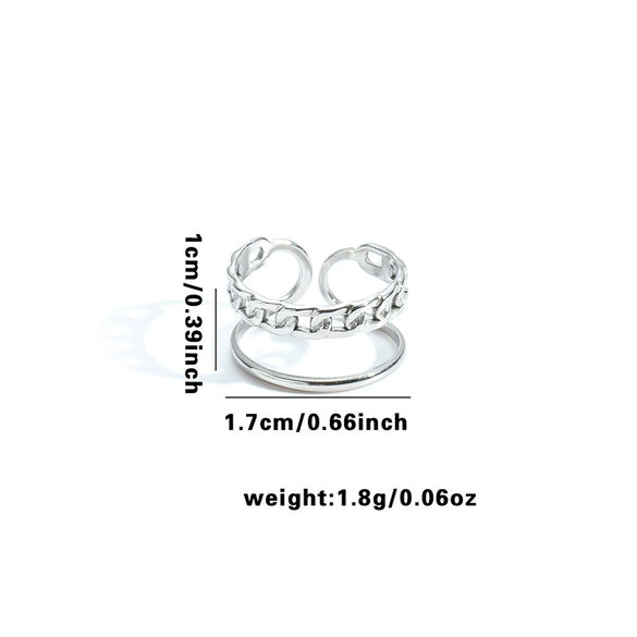 Multilayer Titanium Steel Open Ring With Geometric Style Star Heart Shape Flower Leaves Letters Numbers Text Pattern Electroplated
