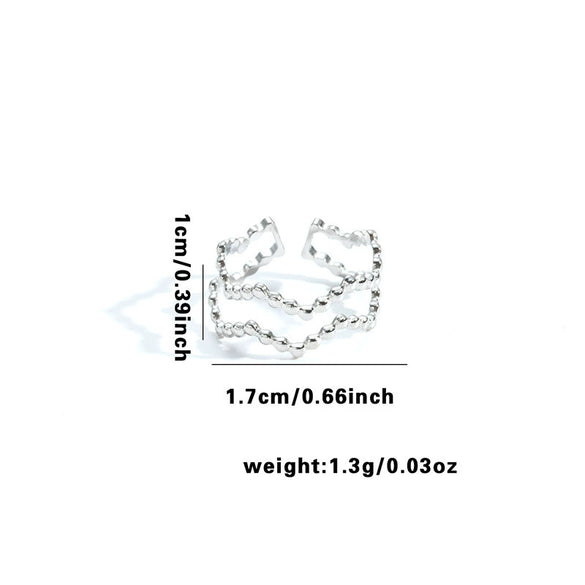 Multilayer Titanium Steel Open Ring With Geometric Style Star Heart Shape Flower Leaves Letters Numbers Text Pattern Electroplated