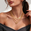 Multilayered Geometric Alloy Choker Necklace With Lobster Clasp Polished And Electroplated Unisex Fashion Jewelry