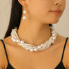 Multilayered Pearl Jewelry Set For Women Alloy Regular Chain Geometric Design